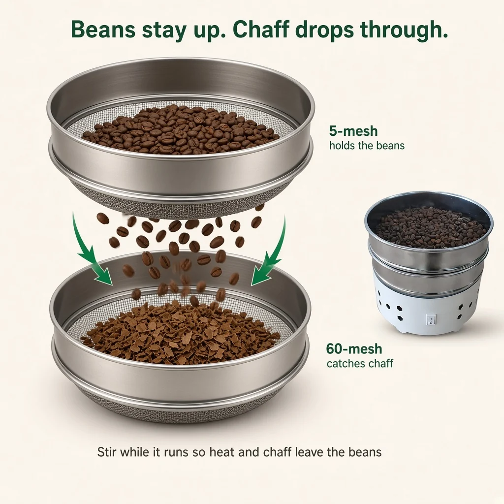 Chaff falling through to the lower 60-mesh sieve