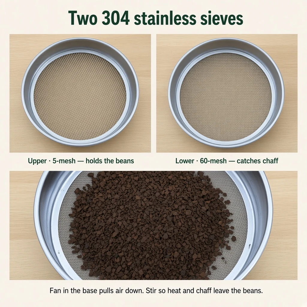 5-mesh bean sieve and 60-mesh chaff sieve